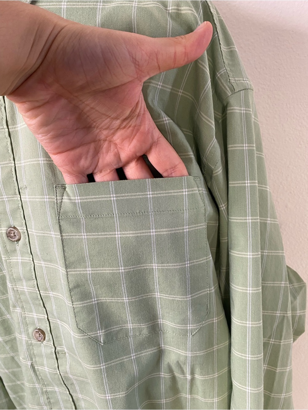 Eddie Bauer Classic Green Plaid Button-Down Shirt XL Outdoors Dadcore Minimalist - Picture 4 of 15
